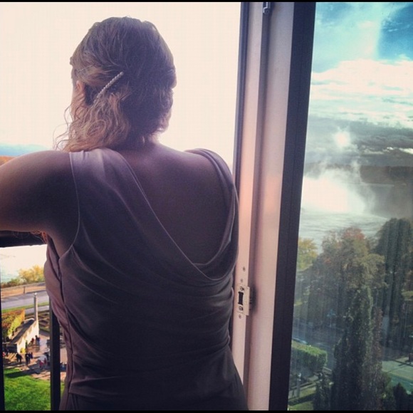 J.S. Collection Blush with Gold Sparkle Evening Gown - Picture 4 of 5